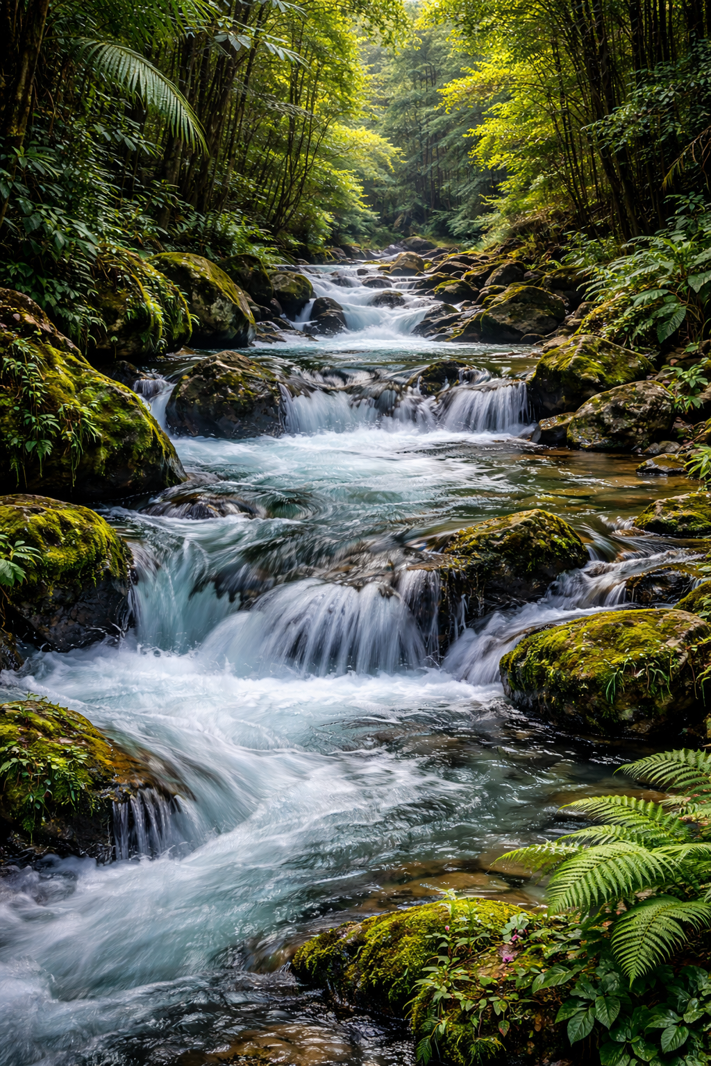 Lush jungle waterfall